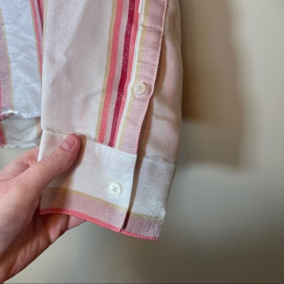Express Pink & White Stripe Button Down Top Size XS - Picture 4 of 12